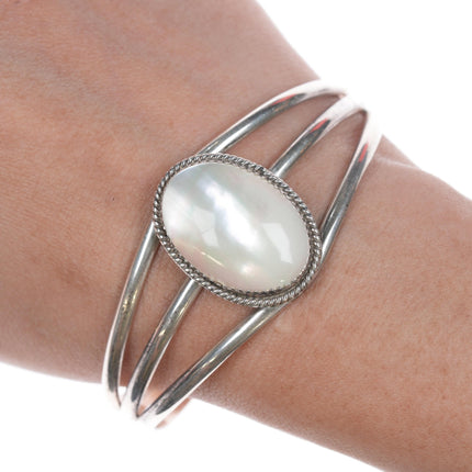 6 5/8" vintage Navajo Mother of pearl sterling cuff bracelet