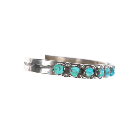 6.5" c1950's Zuni carved turquoise sterling row cuff bracelet