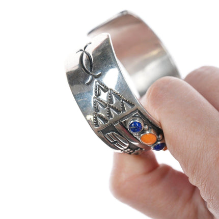 6.5" David Reeves Navajo Sterling lapis และสร้อยข้อมือหอยนางรมหนาม