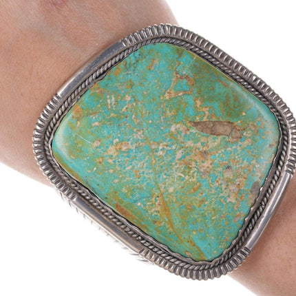 Huge Vintage Native American Sterling turquoise cuff bracelet J Spencer