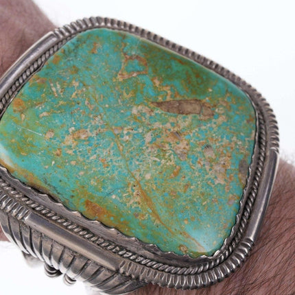 Huge Vintage Native American Sterling turquoise cuff bracelet J Spencer