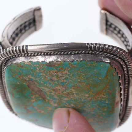 Huge Vintage Native American Sterling turquoise cuff bracelet J Spencer