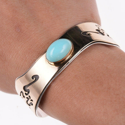 6.25" 14k/Sterling Overlay turquoise bracelet