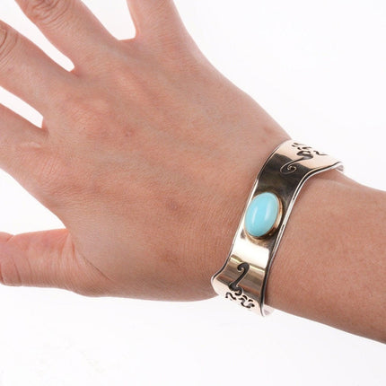 6.25" 14k/Sterling Overlay turquoise bracelet