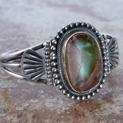 7" Leon Martinez Sterling Boulder Turquoise Cuff Bracelet