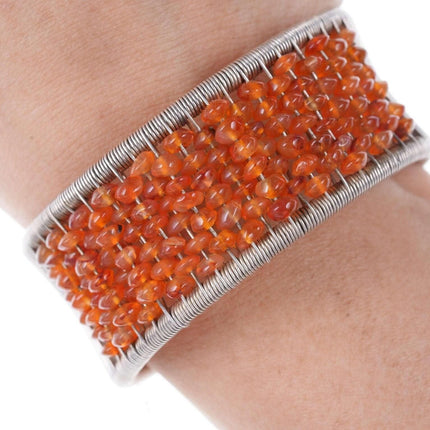 Tana Acton Woven Sterling wire agate cuff bracelet