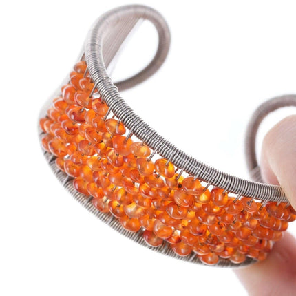 Tana Acton Woven Sterling wire agate cuff bracelet