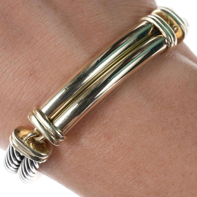 David Yurman 14k/Sterling Two-Tone Metro Double cable bracelet