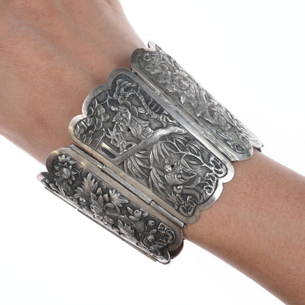 Large Antique Chinese Repousse silver bracelet