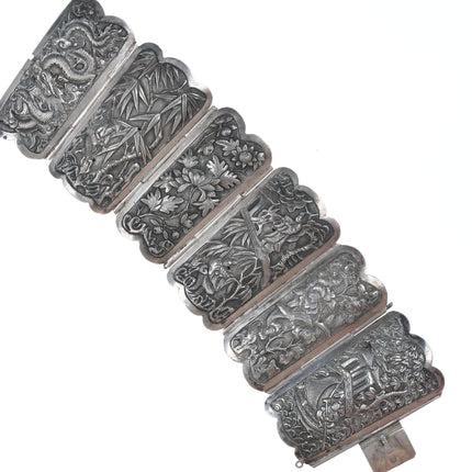 Large Antique Chinese Repousse silver bracelet