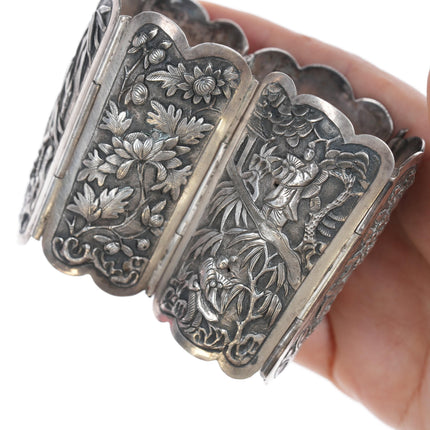 Large Antique Chinese Repousse silver bracelet