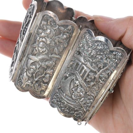 Large Antique Chinese Repousse silver bracelet