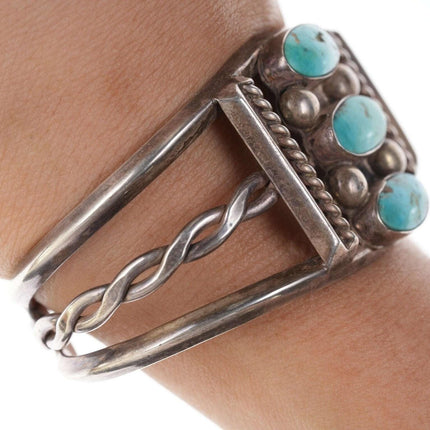 Vintage Old Pawn Native American Sterling/Turquoise cuff bracelet