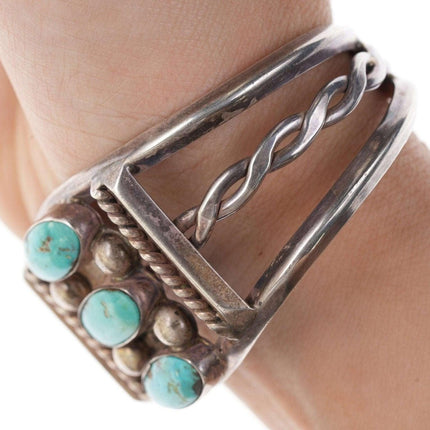 Vintage Old Pawn Native American Sterling/Turquoise cuff bracelet