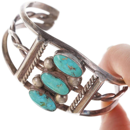 Vintage Old Pawn Native American Sterling/Turquoise cuff bracelet