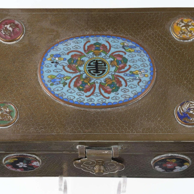 Cloisonné-Humidor aus Messing aus der Zeit der Chinesischen Republik