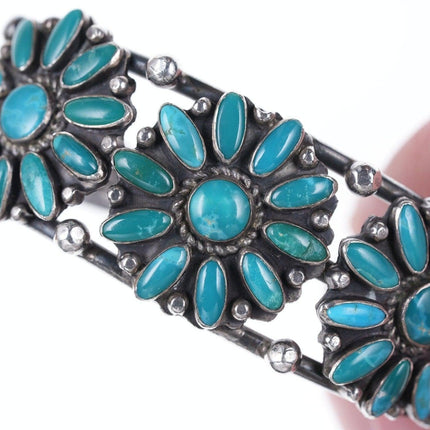 40's-50's Native American sterling/turquoise cluster bracelet