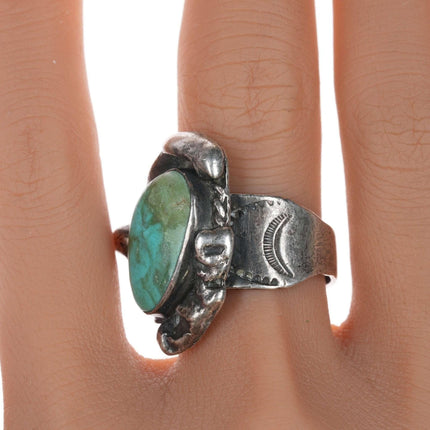 sz10.5 Vintage Native American Sterling and turquoise ring