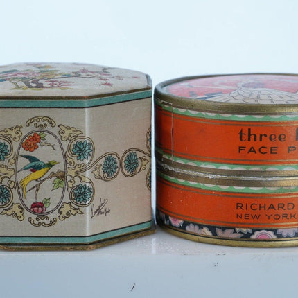 1930's Art Deco Face Powder boxes Three Flowers Richard Hudnut Shari Langlois