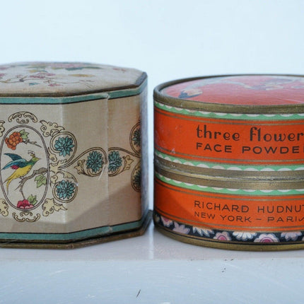 1930's Art Deco Face Powder boxes Three Flowers Richard Hudnut Shari Langlois