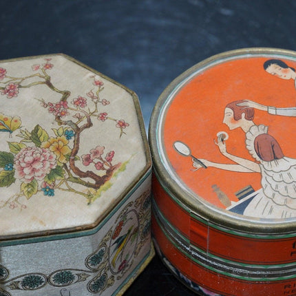 1930's Art Deco Face Powder boxes Three Flowers Richard Hudnut Shari Langlois