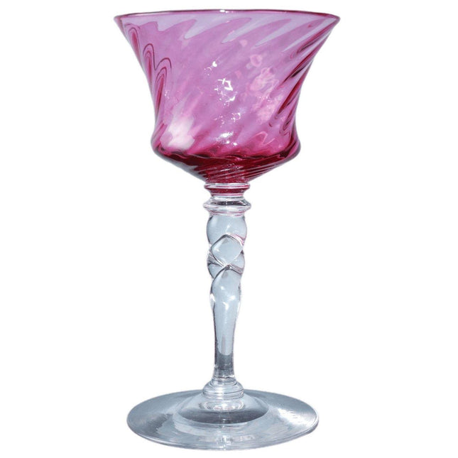 Steuben Cranberry Swirled Wine Stem aus den 1920er Jahren