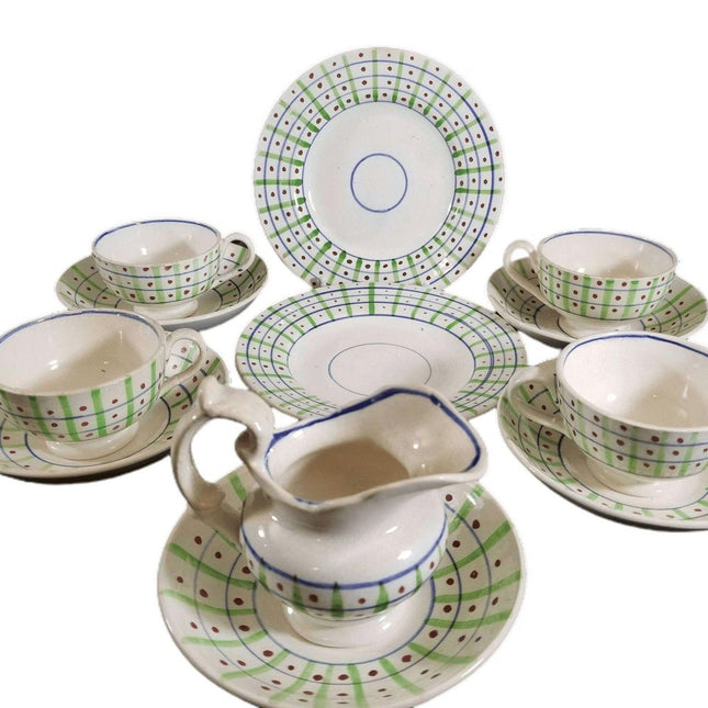 Staffordshire Childs Tea Set Pearlware Mid 19th century 12 piece