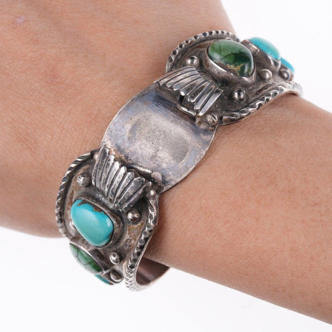 6 3/8" Navajo-Uhrenarmband aus Sterlingsilber und Türkis