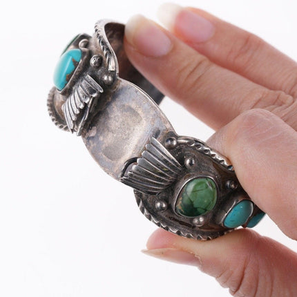 6 3/8" Navajo sterling and turquoise watch bracelet