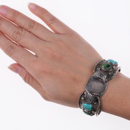 6 3/8" Navajo sterling and turquoise watch bracelet