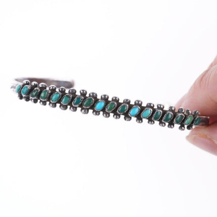 6.25" c1940's Zuni stamped silver turquoise row bracelet