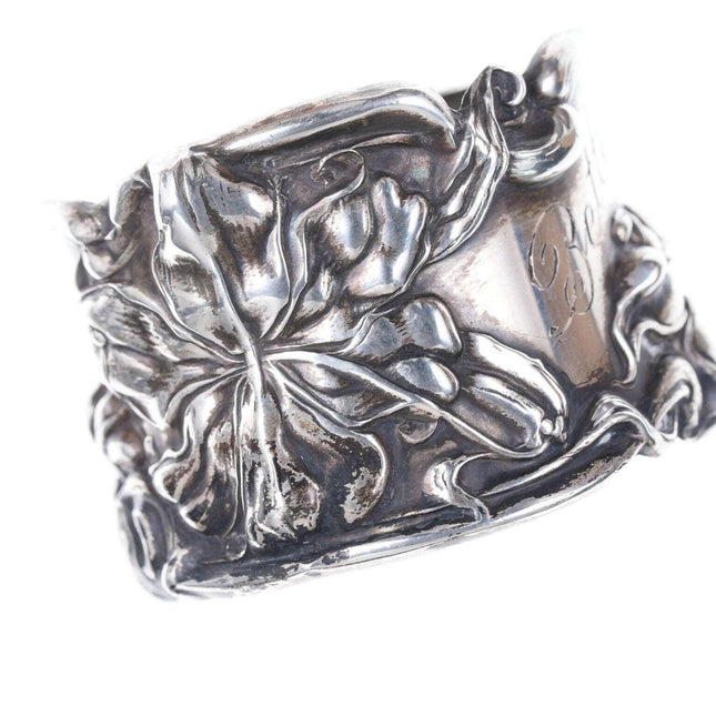 um 1900 Jugendstil-Serviettenring aus Sterlingsilber von Frank Whiting, Lilie/Florenz, mit Betty-Monogramm