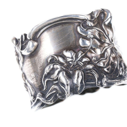 c1900 Art Nouveau Sterling Napkin Ring Frank Whiting Lily/Florence with Betty Mo