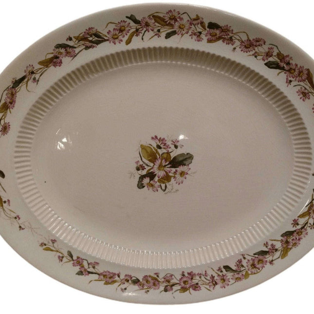 George Jones Daisy Chain Transferware mit handbemalter Dekoration 17,75" x 14,25" Platte um 1886