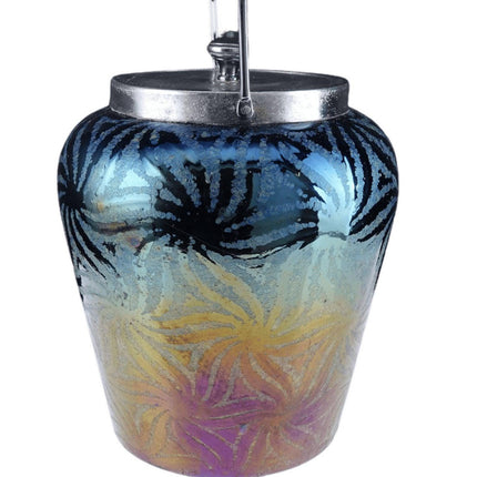 c1920 Bohemian Art Deco Iridescent art glass biscuit jar