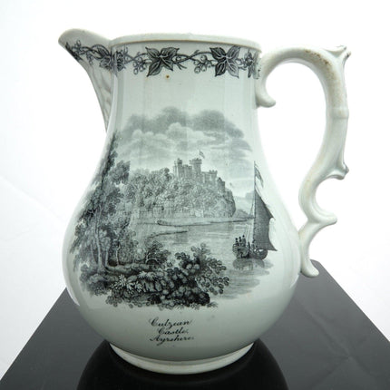 c1860 British Historical Staffordshire Transferware Jug with The Menai Bridge an