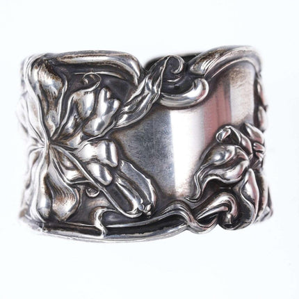 c1900 Art Nouveau Sterling Napkin Ring Frank Whiting Lily/Florence with Warren M