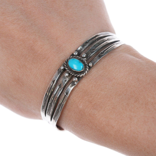 6" Vintage Navajo Silver and turquoise cuff bracelet