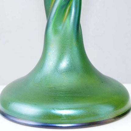 c1910 Austrian Iridescent Art Glass Twist Stem candlestick