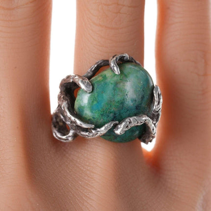 Vintage  Sterling ring chrysocolla in quartz