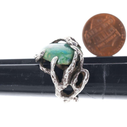 Vintage  Sterling ring chrysocolla in quartz