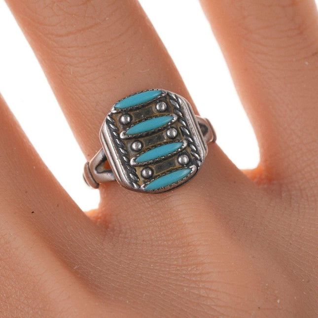 Vintage Zuni Native American Sterling Turquoise Size 6.25 ring