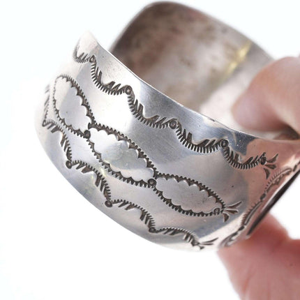 Les Baker (1935-2014) Southwestern stamped sterling watch bracelet