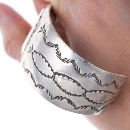 Les Baker (1935-2014) Southwestern stamped sterling watch bracelet