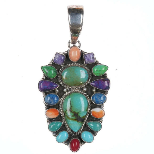 Large Southwestern sterling Multi-stone sterling cluster pendant