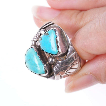 sz10 Vintage Navajo sterling and turquoise ring