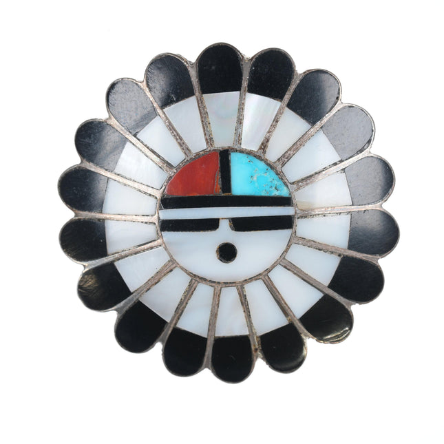 Sadie & Morris Laahte Zuni Silver Multi-Stone Channel inlay pendant/pin