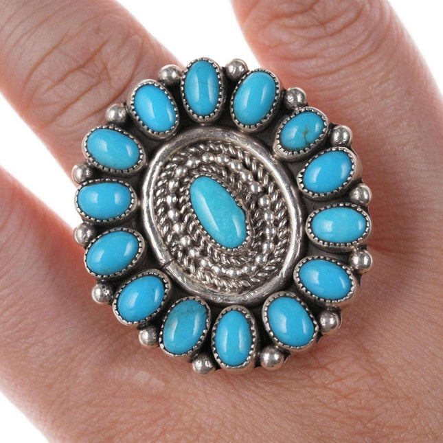 Marie Bahe Navajo Sterling/Turquoise cluster ring