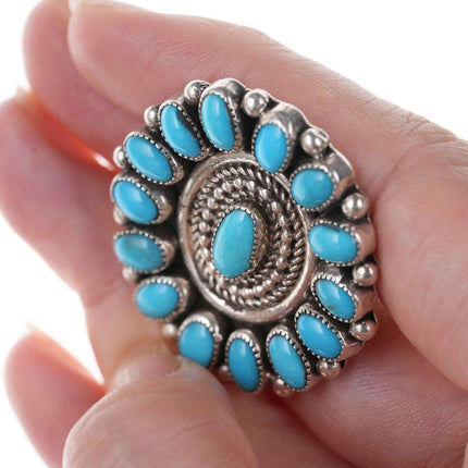 Marie Bahe Navajo Sterling/Turquoise cluster ring