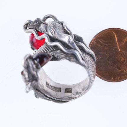 sz6.75 Antique Chinese Silver Dragon ring